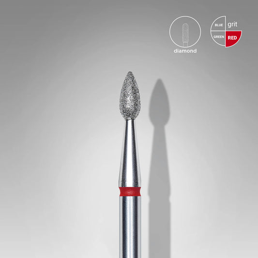 Diamond Nail Drill Bit Drop Red EXPERT Head Diameter 2,3 Mm / Working Part 5 Mm