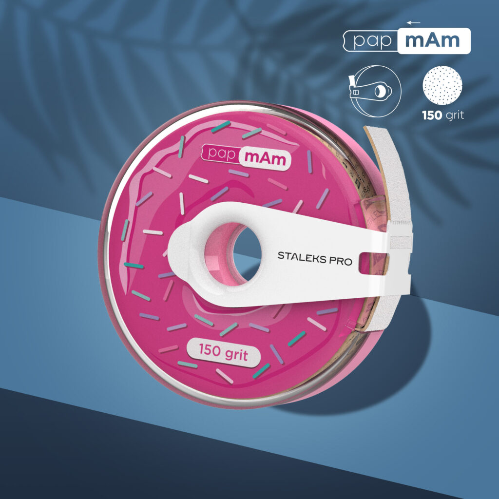 Одноразовая белая абразивная лента Staleks PapmAm EXPERT в пластиковом футляре