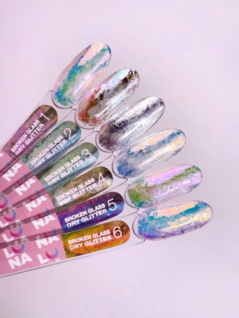 Lunamoon set of dry glitters for nails «Broken Glass»