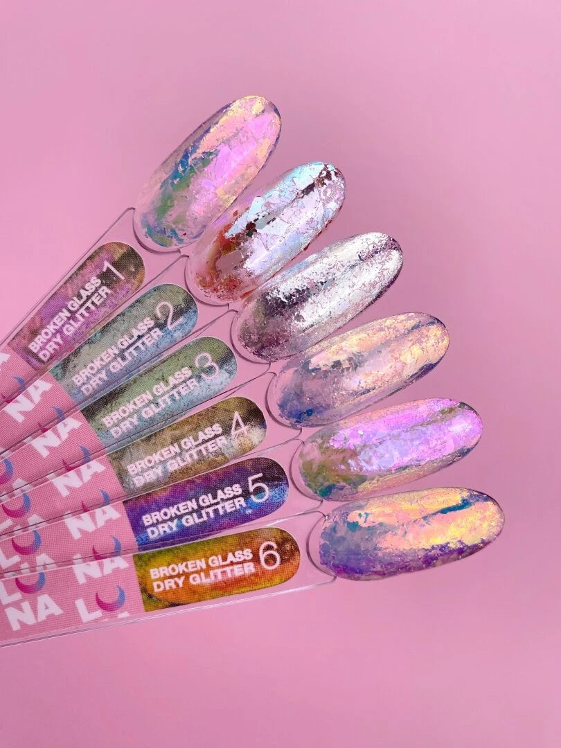 Lunamoon set of dry glitters for nails «Broken Glass»