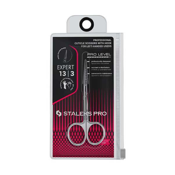 Professional cuticle scissors with hook for left-handed users STALEKS EXPERT 13 TYPE 3