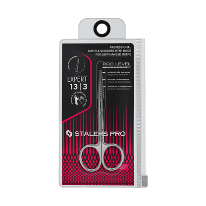Professional cuticle scissors with hook for left-handed users STALEKS EXPERT 13 TYPE 3