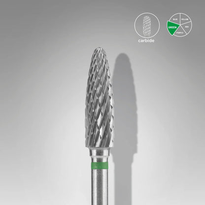STALEKS EXPERT Carbide nail drill bit corn green, head diameter 4 mm, working part 14 mm