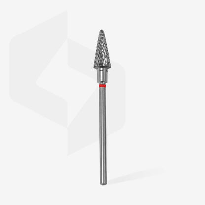 STALEKS EXPERT Carbide nail drill bit cone red, head diameter 6 mm, working part 14 mm