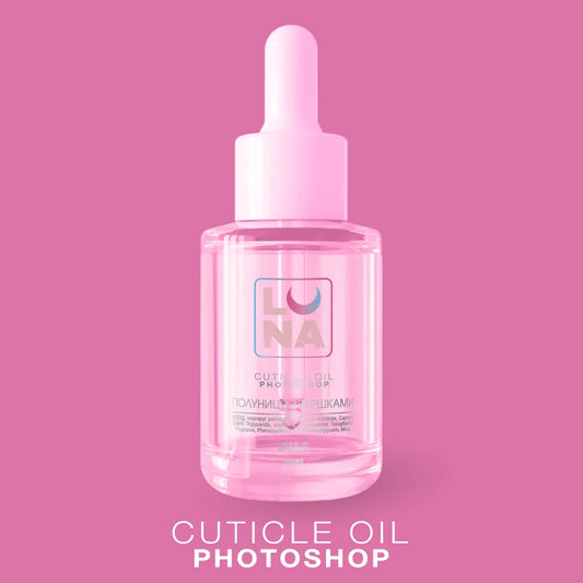 Dry cuticle oil with a strawberry aroma with cream Photoshop Oil