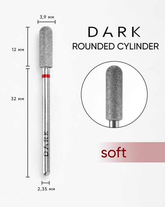 DARK Diamond Bit 11918 3.9x12mm Rounded Cylinder Red/Soft